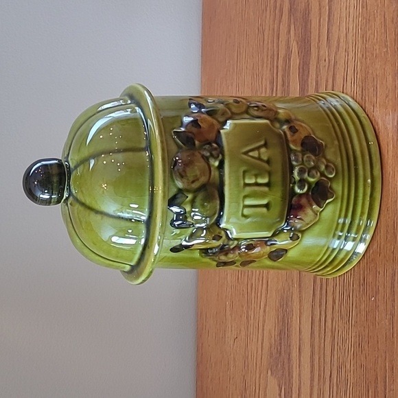 LOS ANGELES POTTERY Vintage 1967 Mid Century Olive Green Fruits Canister Set - Picture 13 of 17